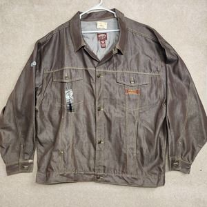 Vintage Varcity Liquid Brown Denim Jacket Size Men's 3XL Like New